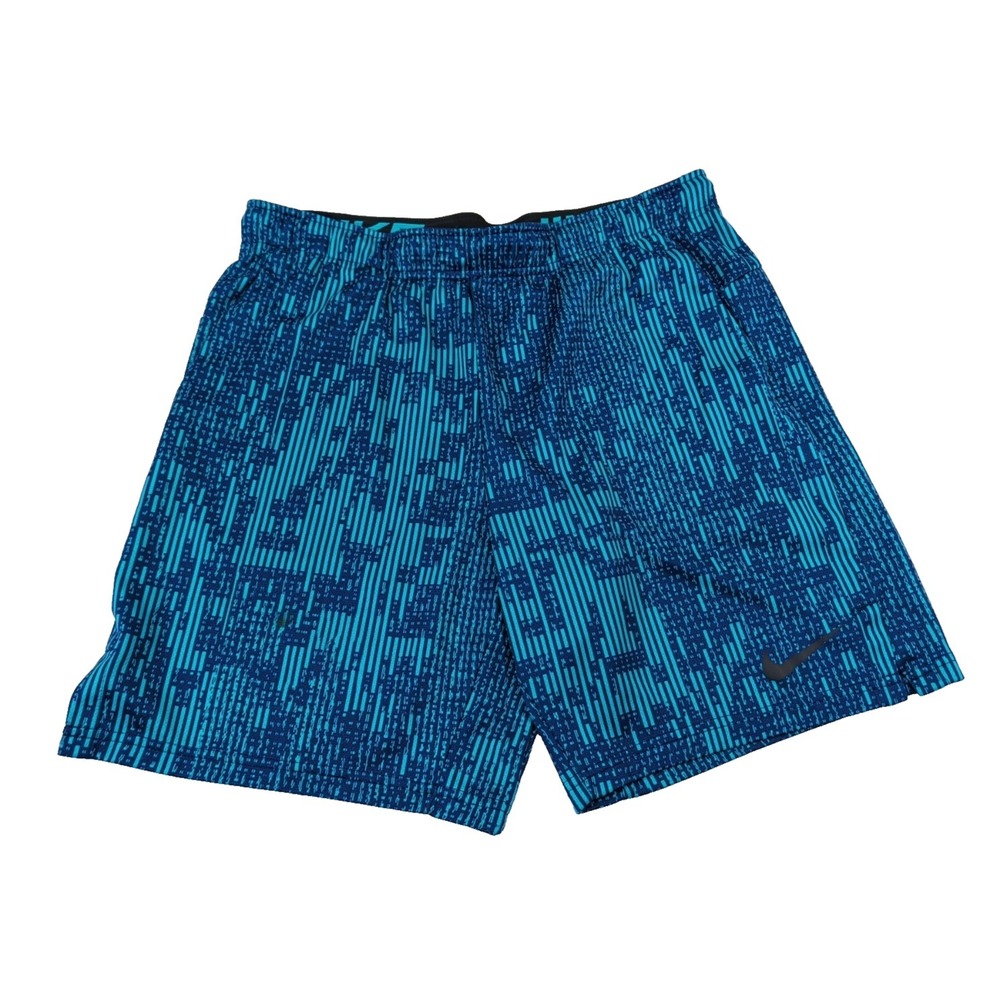 Nike Blue All All Over Print Training Shorts Mens L Athletic Active Gym Casual